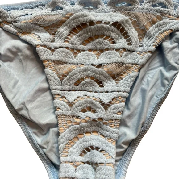 Pilyq Pebble Blue Lace Fanned Full Bikini Bottom - Picture 5 of 11